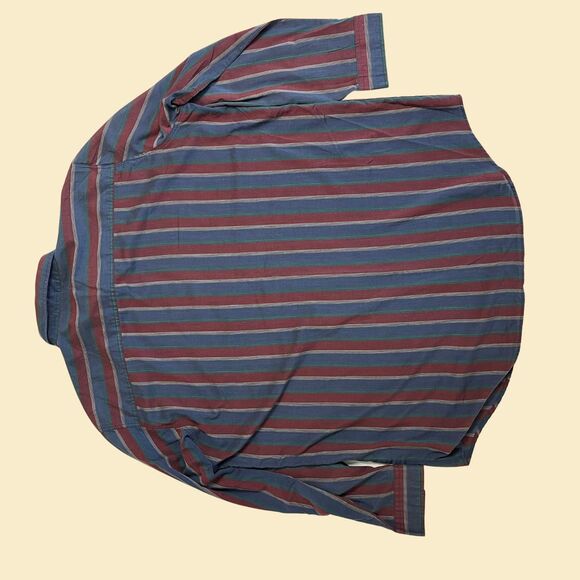 Vintage 90s striped shirt, size 2XLT Bristol Blues burgundy/green long sleeve - Picture 7 of 9
